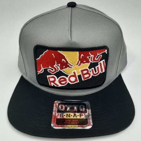 Retro Vintage Style Red Bull Racing Embroidered Patch Flat Bill Trucker Hat Cap - Picture 1 of 4